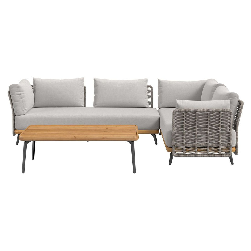 Sittestol på Hjørnesofa ute Ava med loungebord akasie/tau