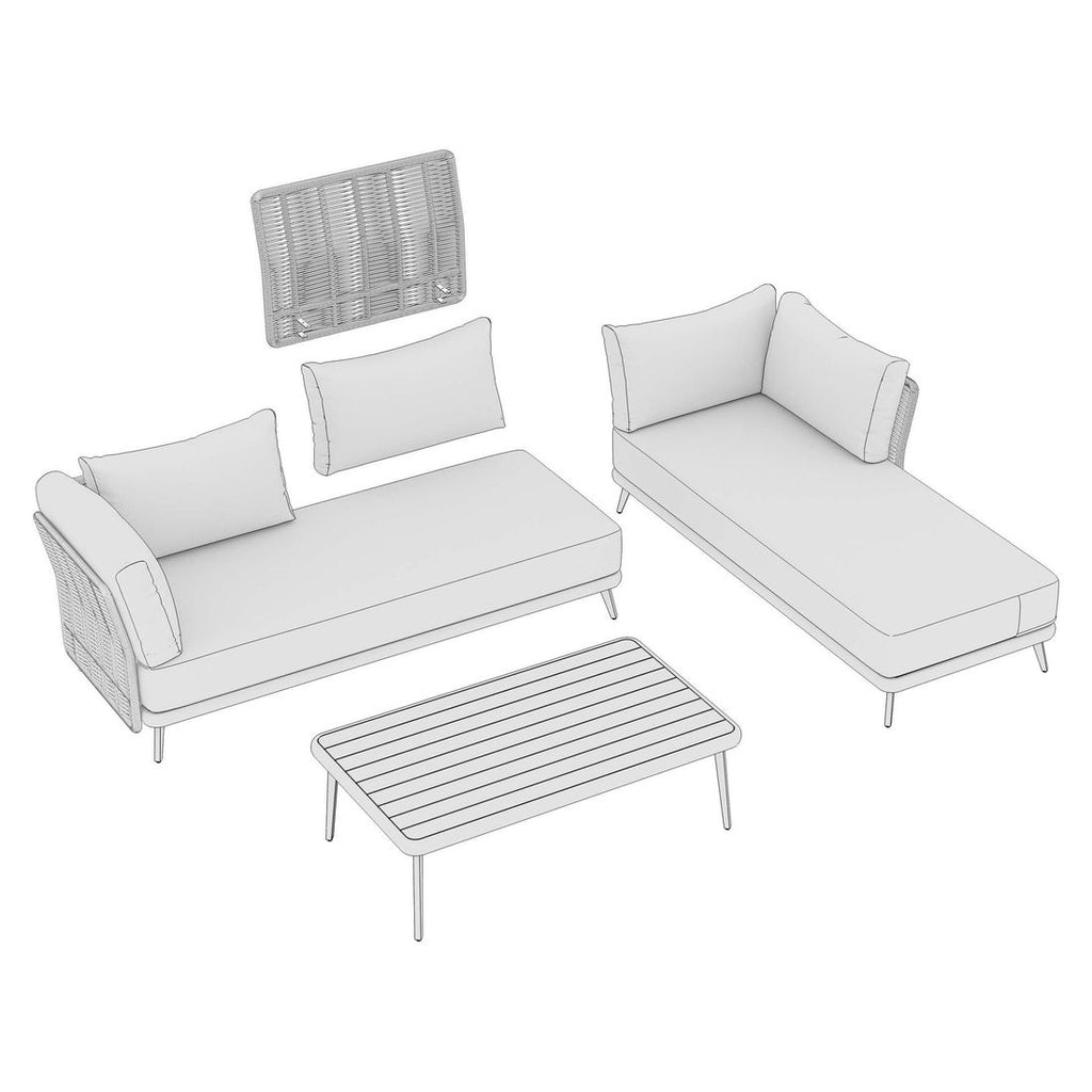 Detalj av akasietre på Hjørnesofa ute Ava med loungebord