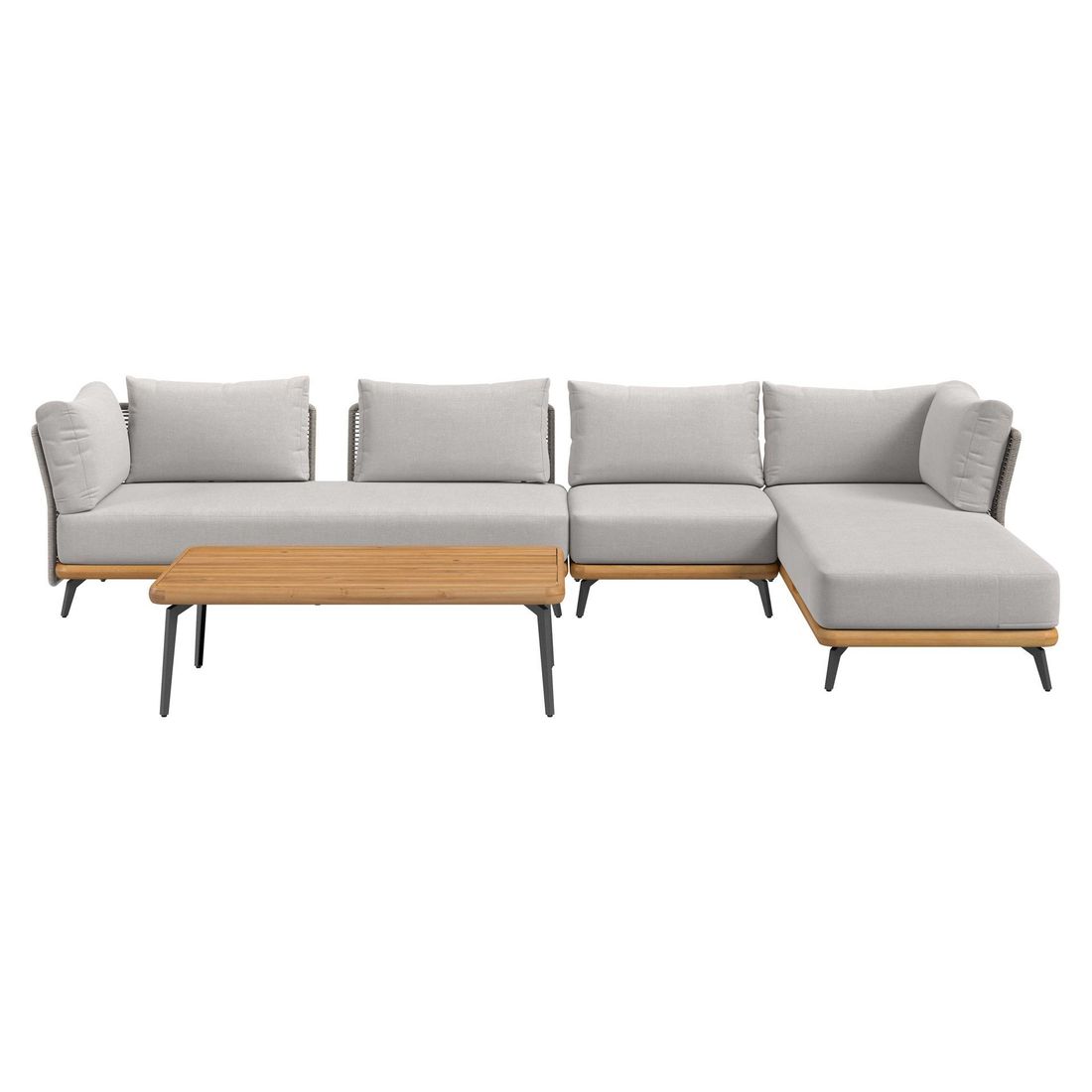 Hjørnesofa ute Ava med loungebord akasie/tau 345x190 cm - OUTLIV.