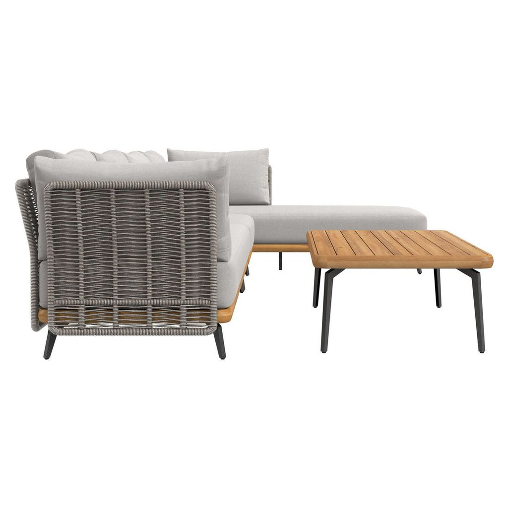 Hjørnesofa ute Ava med loungebord akasie/tau - OUTLIV.