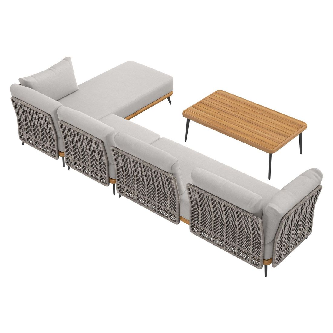 Hjørnesofa ute Ava med loungebord akasie/tau - OUTLIV.