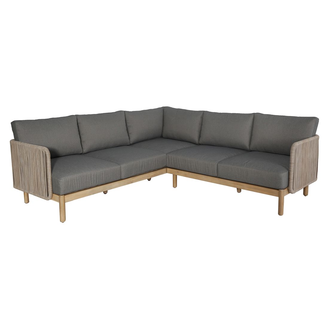 Montert Hjørnesofa ute Avalon akasie tau olefin med loungebord på terrasse