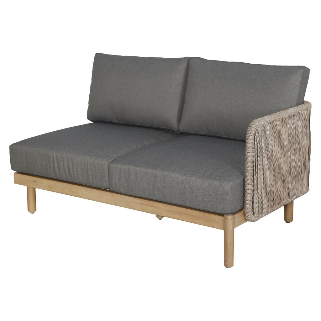 Hjørnesofa ute Avalon akasie tau olefin med loungebord detalj av ben