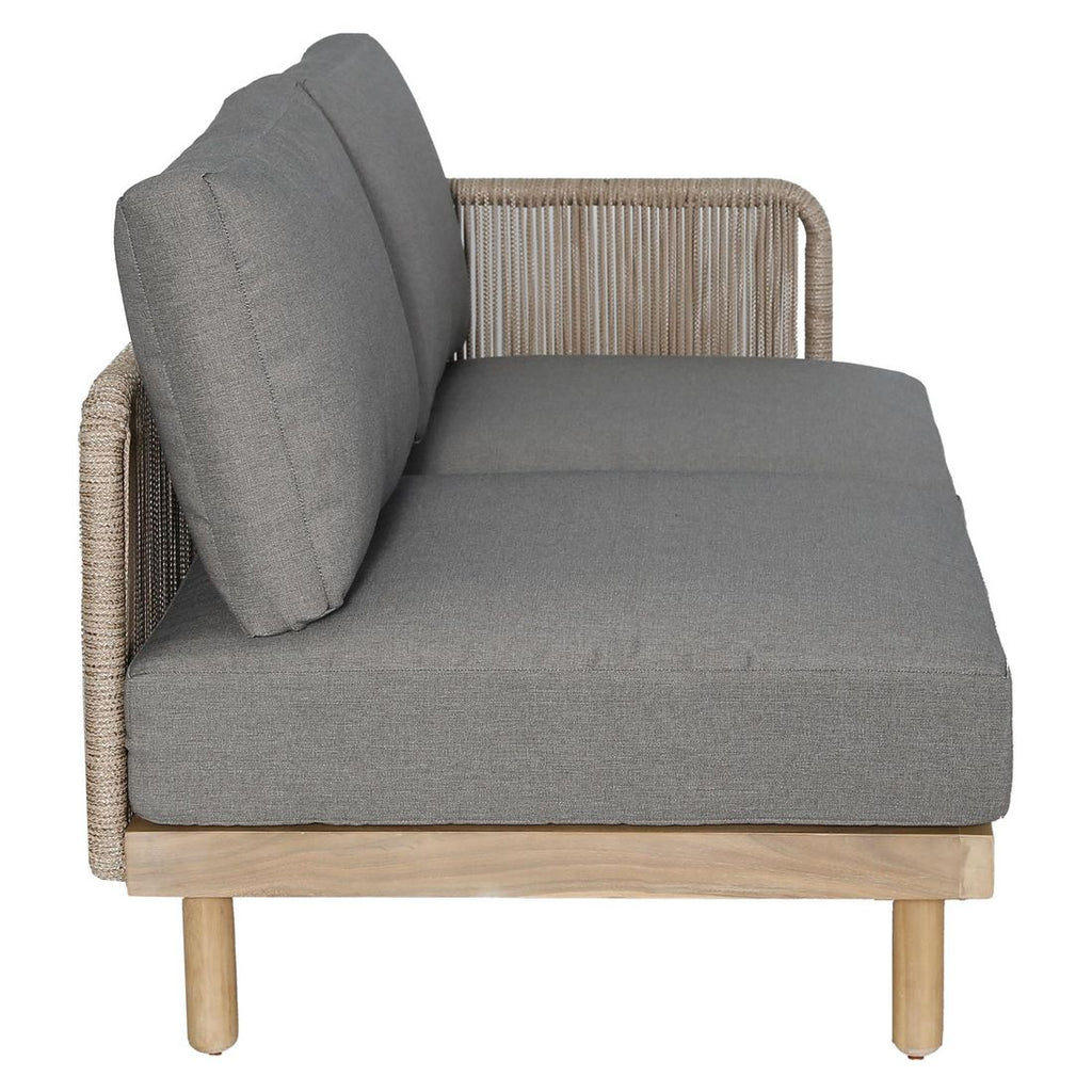 Hjørnesofa ute Avalon akasie tau olefin med loungebord sett ovenfra