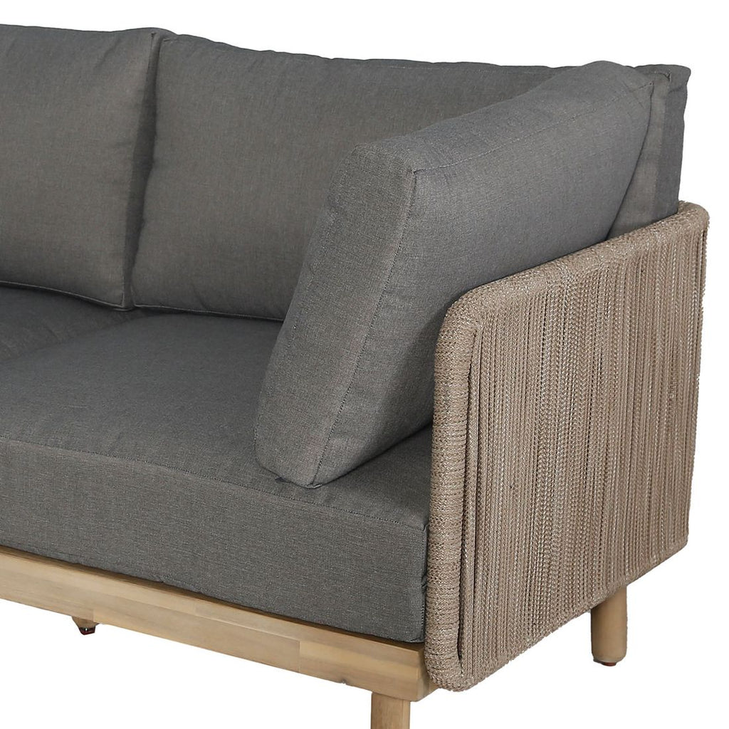 Kombinasjon av akasietre og tau på Hjørnesofa ute Avalon akasie tau olefin med loungebord