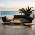 Hjørnesofa ute Bahamas med loungebord aluminium/akasie - OUTLIV forfra