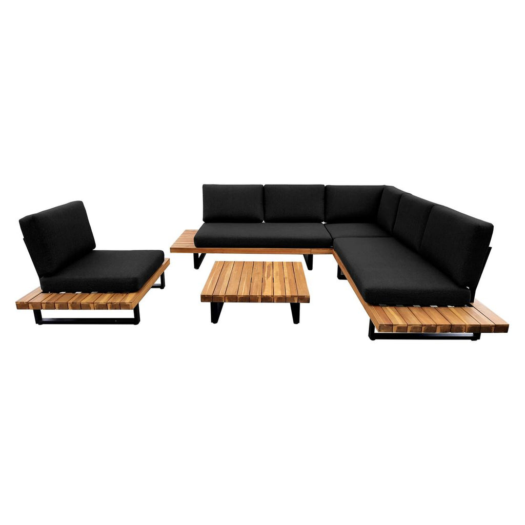Hjørnesofa ute Bahamas med loungebord aluminium/akasie - OUTLIV bakside