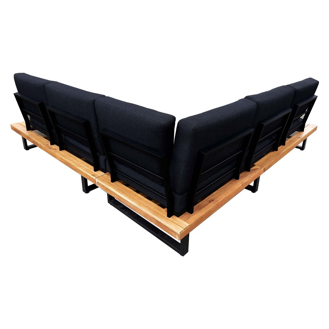 Montert Hjørnesofa ute Bahamas med loungebord aluminium/akasie - OUTLIV på terrasse