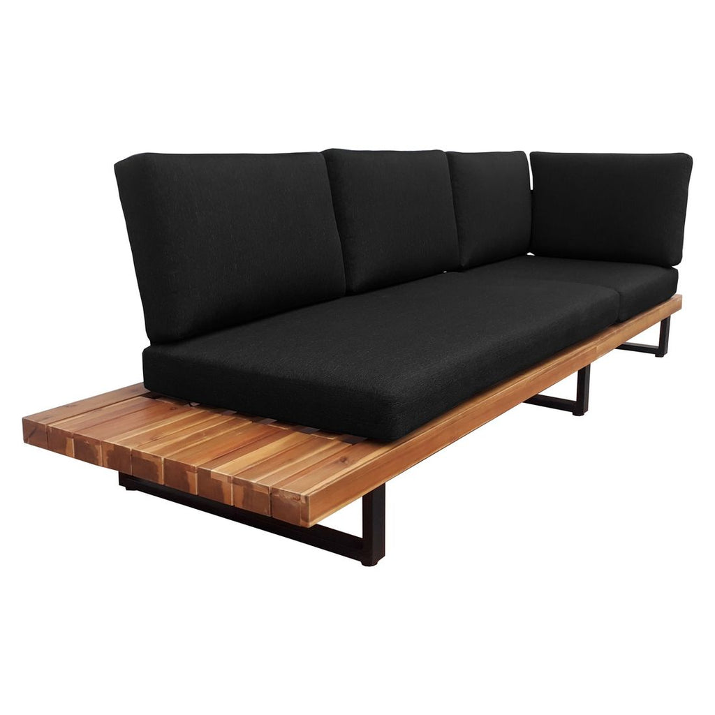 Nærbilde av puter i kunstfiber på Hjørnesofa ute Bahamas med loungebord aluminium/akasie - OUTLIV