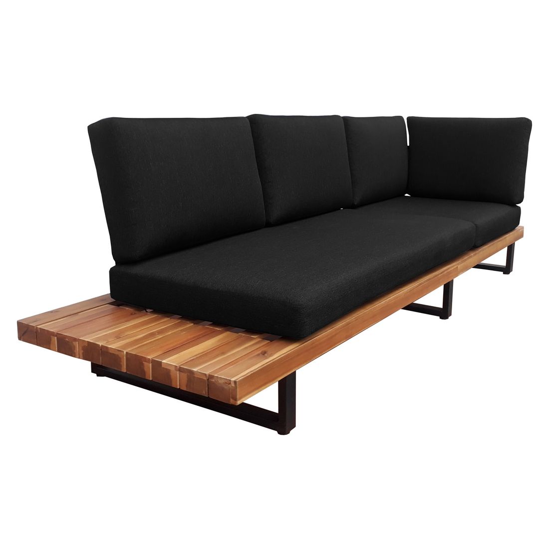Nærbilde av puter i kunstfiber på Hjørnesofa ute Bahamas med loungebord aluminium/akasie - OUTLIV