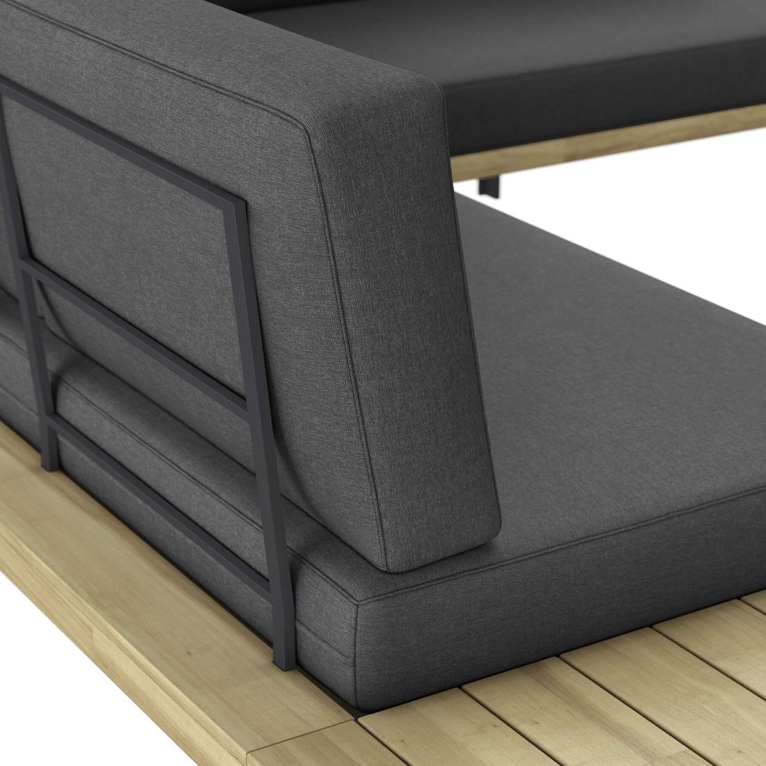Loungebord i akasietre på Hjørnesofa ute Barbados med loungebord aluminium/akasie