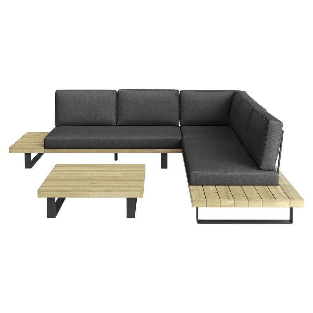 Nærbilde av kunstfiberstoff på Hjørnesofa ute Barbados med loungebord aluminium/akasie