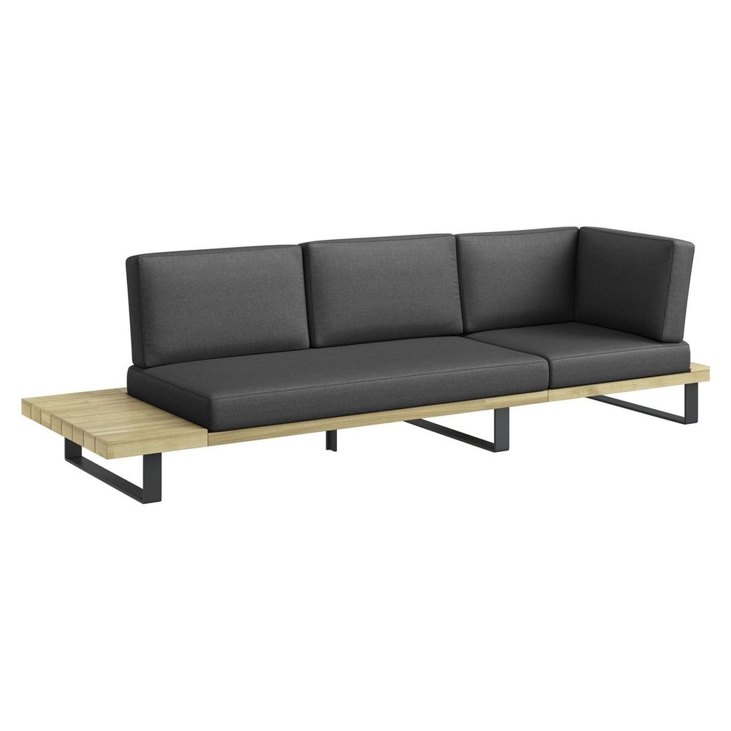 Oversikt av Hjørnesofa ute Barbados med loungebord aluminium/akasie i hage