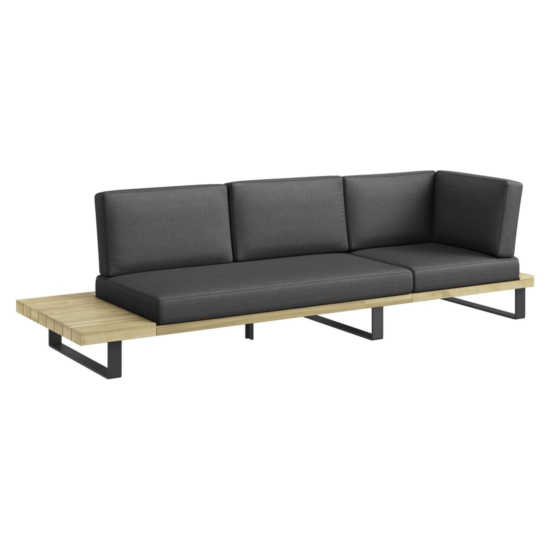 Oversikt av Hjørnesofa ute Barbados med loungebord aluminium/akasie i hage