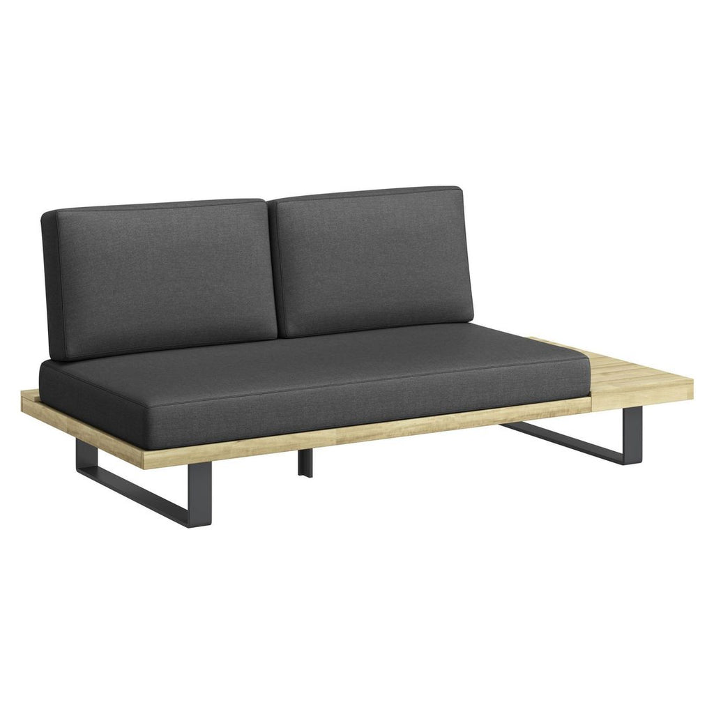 Detalj av aluminiumsramme i antrasitt på Hjørnesofa ute Barbados med loungebord aluminium/akasie