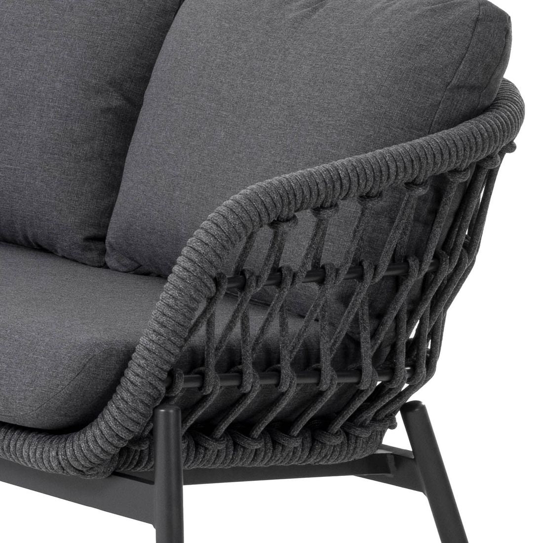 Montert Hjørnesofa ute Bari aluminium/tau/olefin 230x230 cm på terrasse