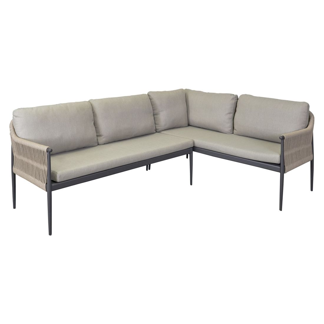 Hjørnesofa ute Bari aluminium tau olefin 254x183 cm bakside