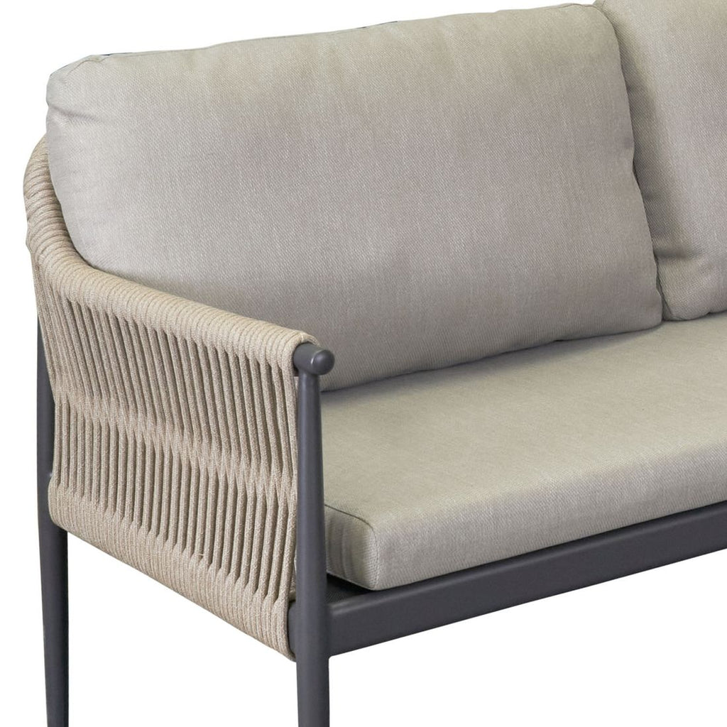 Hjørnesofa ute Bari aluminium tau olefin 254x183 cm montert på terrasse