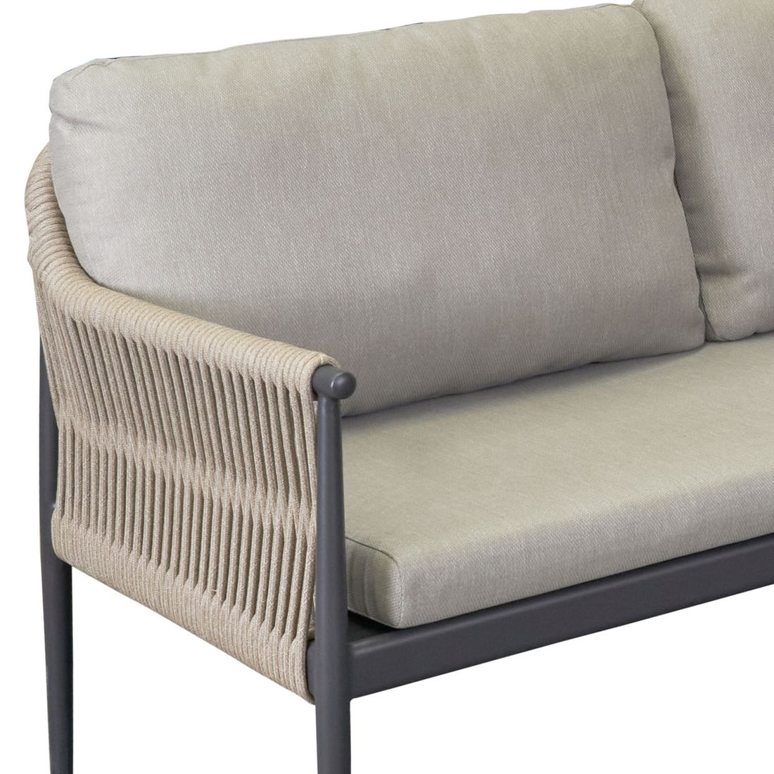 Hjørnesofa ute Bari aluminium tau olefin 254x183 cm montert på terrasse