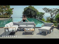 Hjørnesofa ute Belvedere 239x239 cm rustfritt stål/teak front