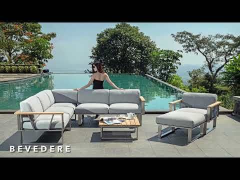 Hjørnesofa ute Belvedere 239x239 cm rustfritt stål/teak front