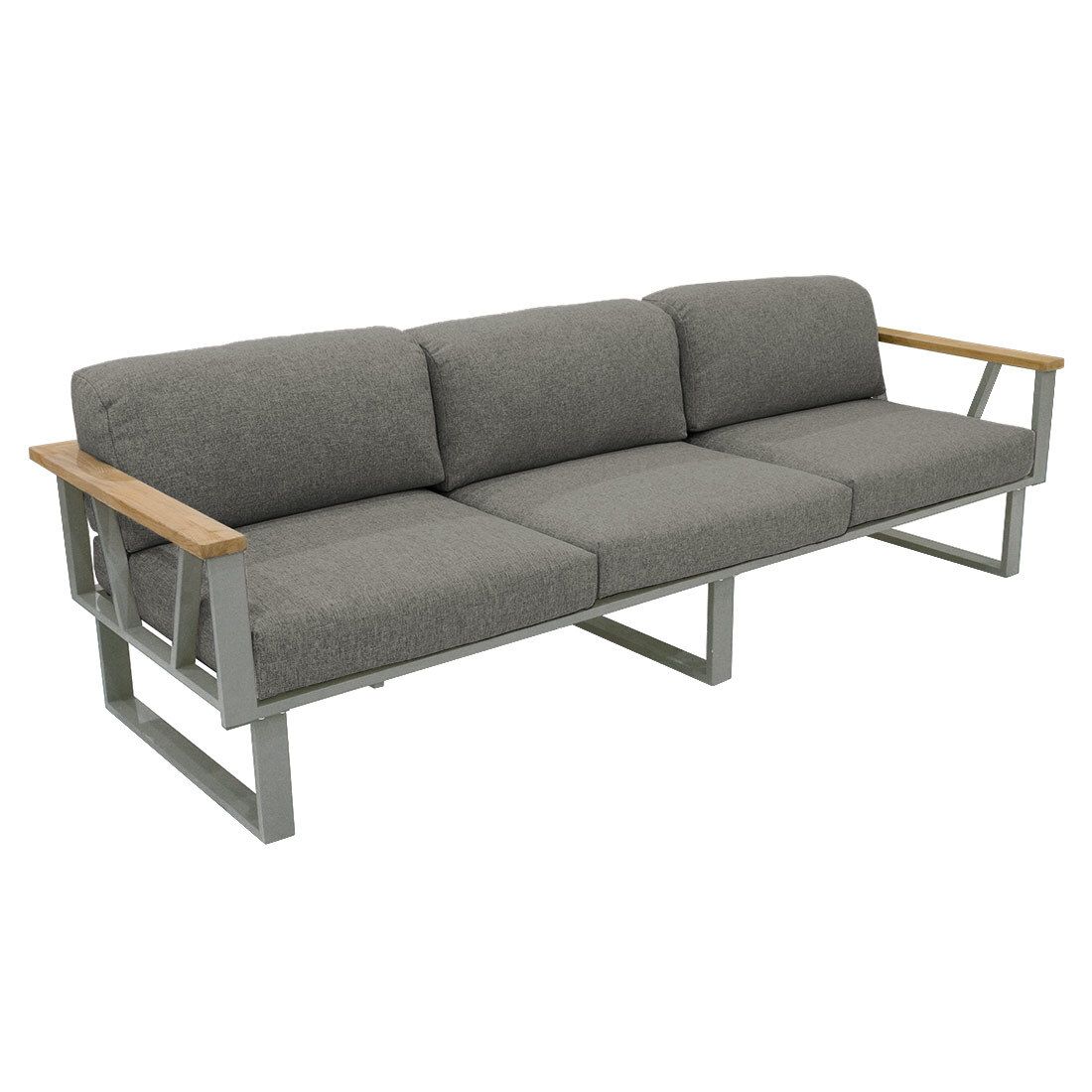 Nærbilde av stoff og materialer på Hjørnesofa ute Belvedere med loungebord rustfritt stål 395x165 cm