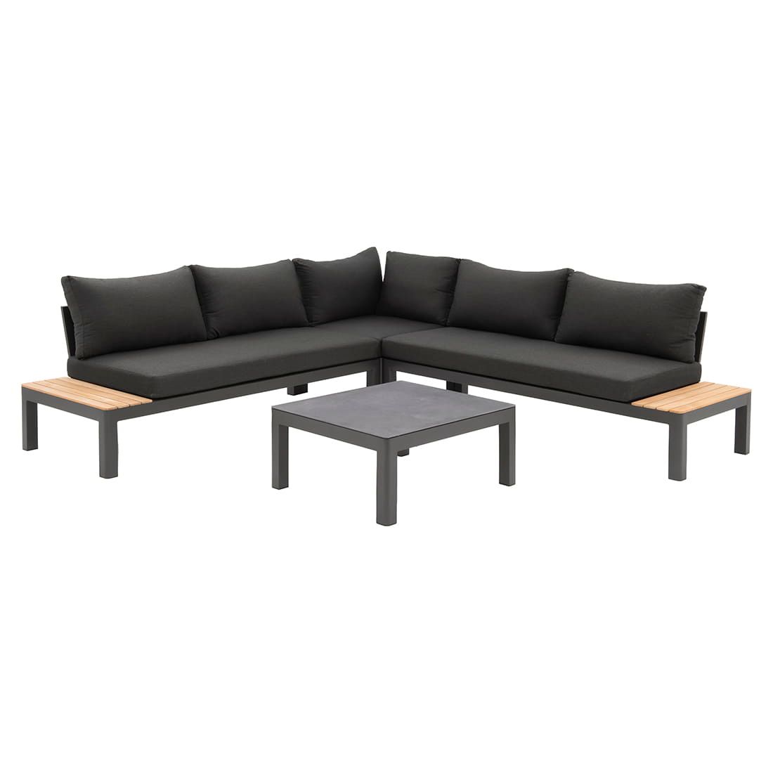 Hjørnesofa ute Ben med loungebord 270x270 cm aluminium - OUTLIV bakside