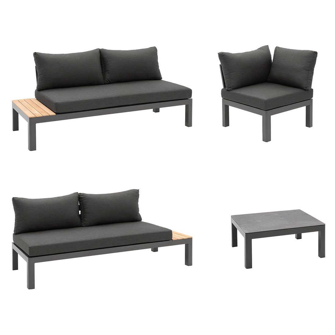 Hjørnesofa ute Ben med loungebord 270x270 cm aluminium - OUTLIV detalj av stoff