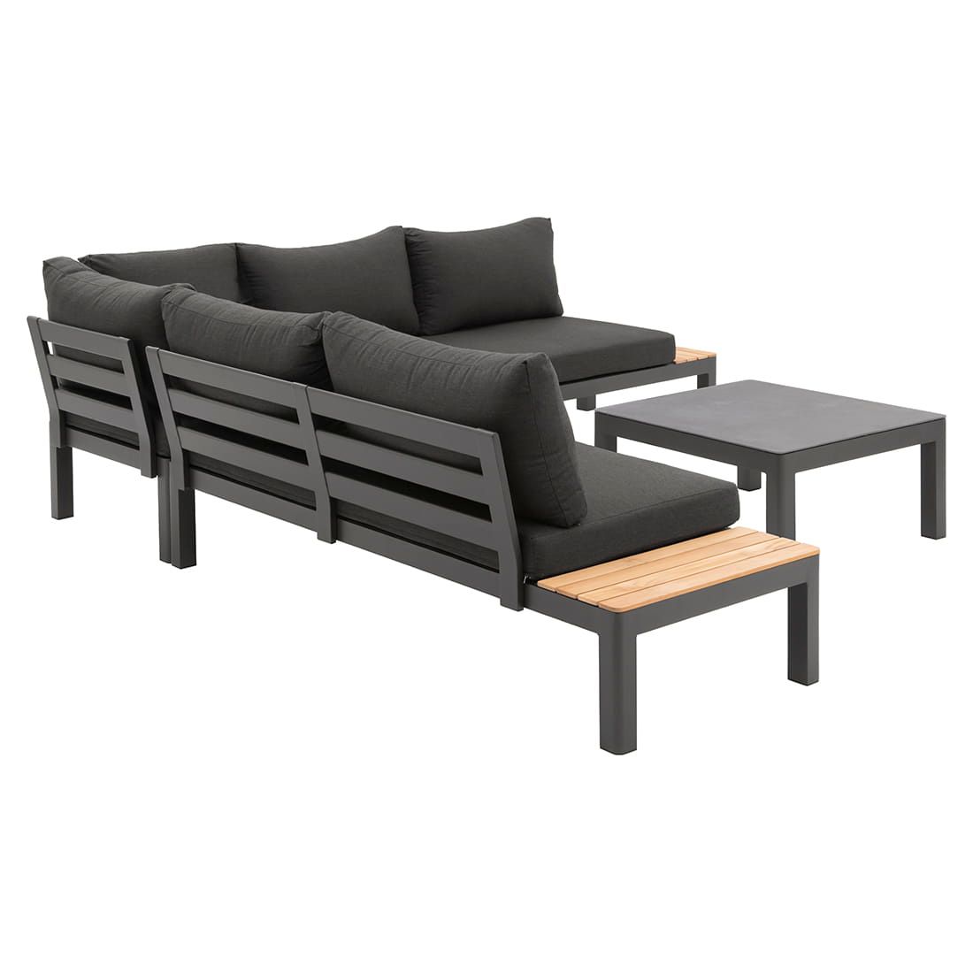 Hjørnesofa ute Ben med loungebord 270x270 cm aluminium - OUTLIV.