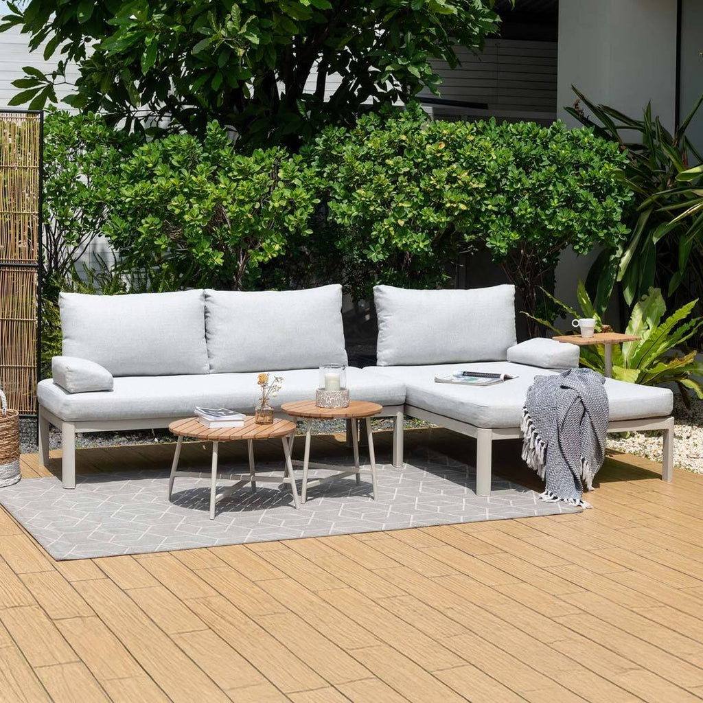 Hjørnesofa ute Berlin aluminium/polyester forfra