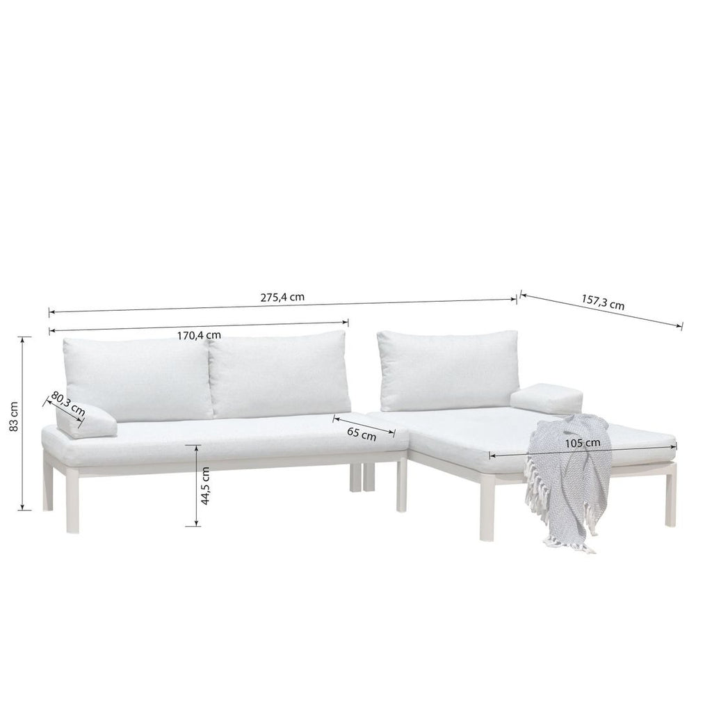 Detalj av Hjørnesofa ute Berlin aluminium/polyester stoff