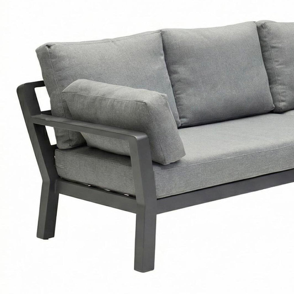 Montert Hjørnesofa ute Bondino aluminium 225x225 cm antrasitt på terrasse