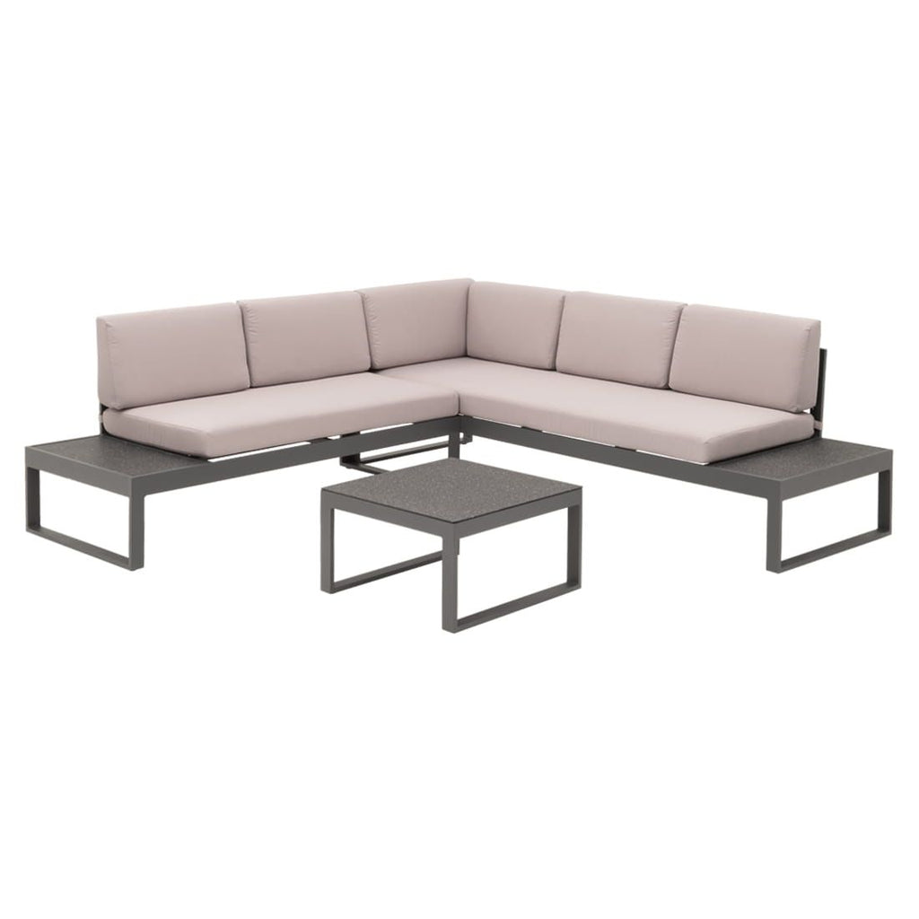 Hjørnesofa ute Brescia med loungebord aluminium bakside