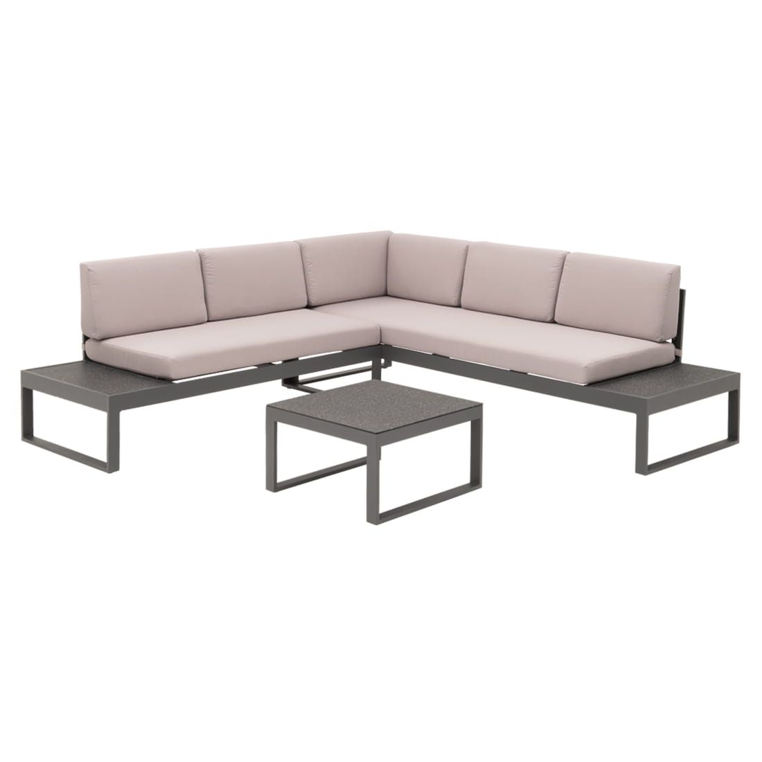 Hjørnesofa ute Brescia med loungebord aluminium bakside