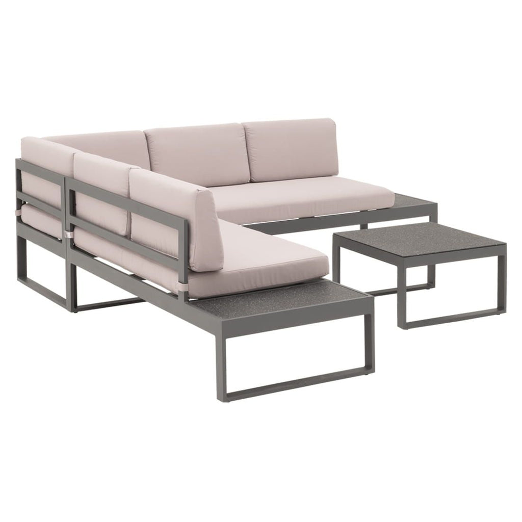 Hjørnesofa ute Brescia med loungebord, aluminium 222x219 cm - OUTLIV.