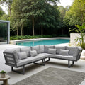 Hjørnesofa ute Broome aluminium 278x214 cm antrasitt forfra