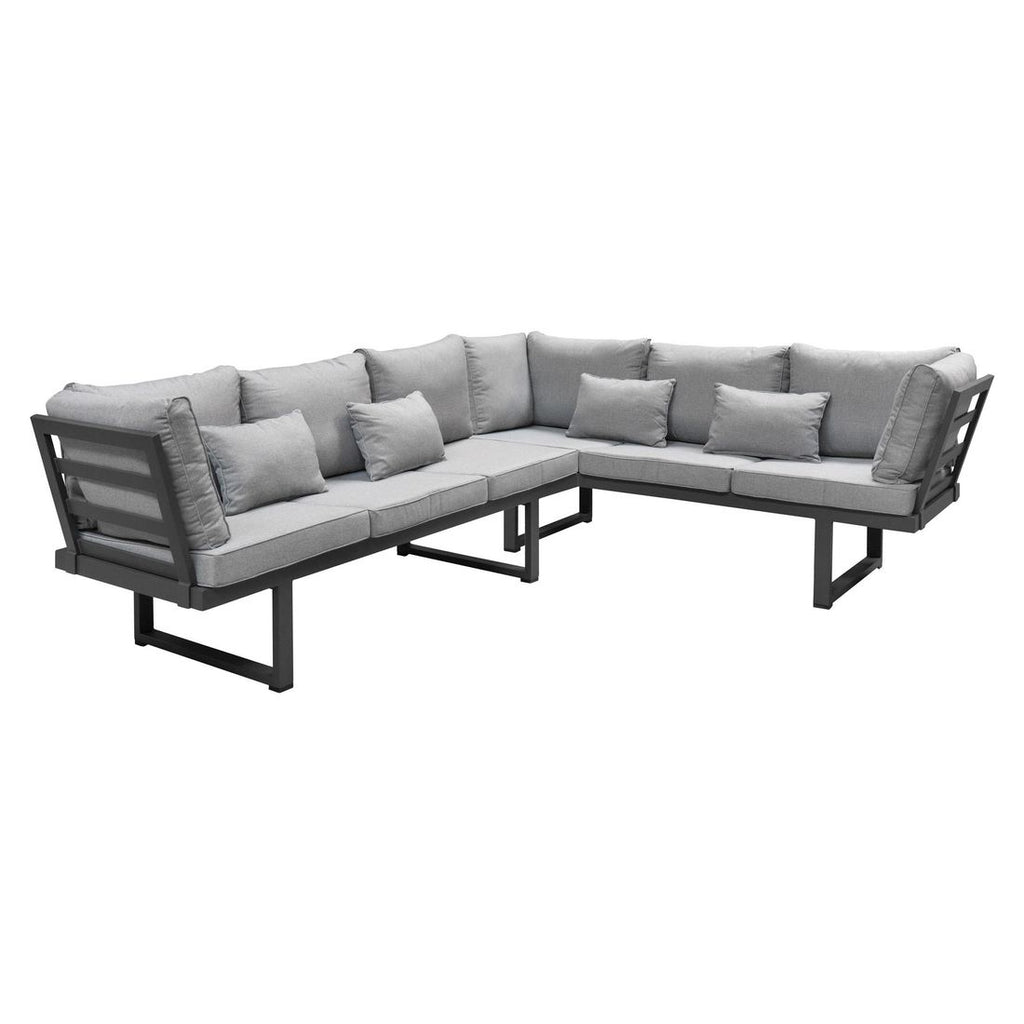 Hjørnesofa ute Broome aluminium 278x214 cm antrasitt bakside