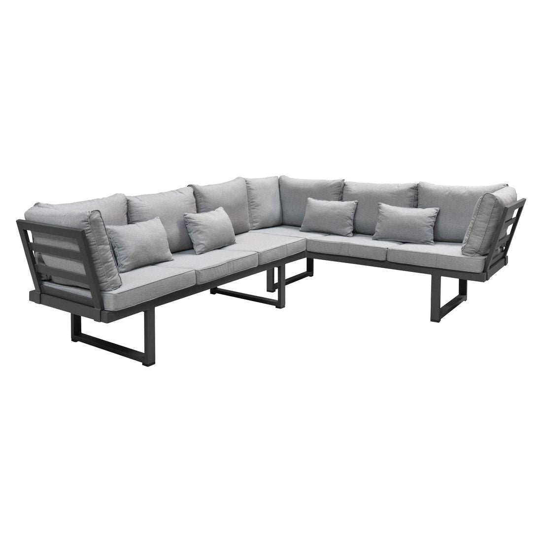 Hjørnesofa ute Broome aluminium 278x214 cm antrasitt bakside