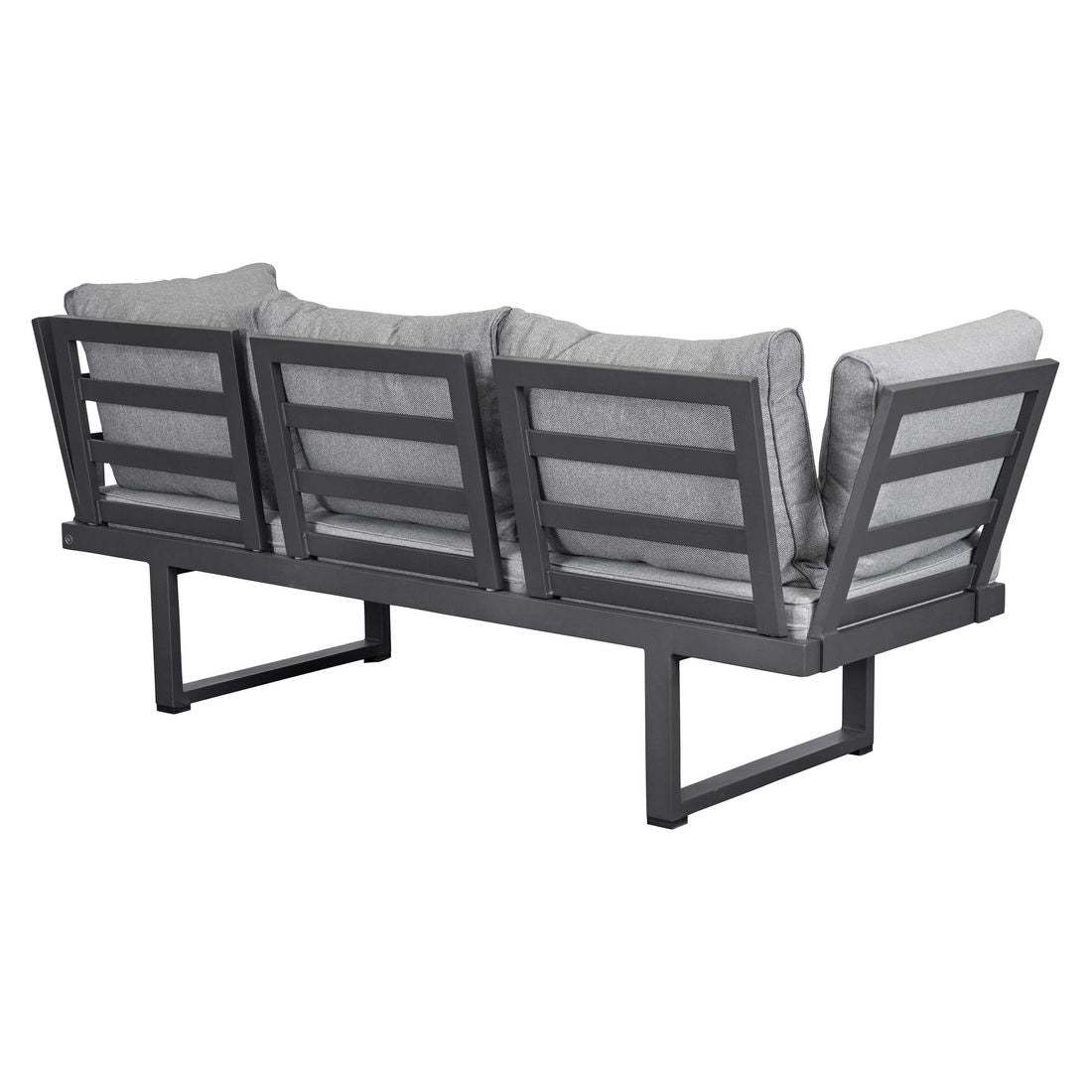 Detalj av aluminiumsramme på Hjørnesofa ute Broome aluminium antrasitt