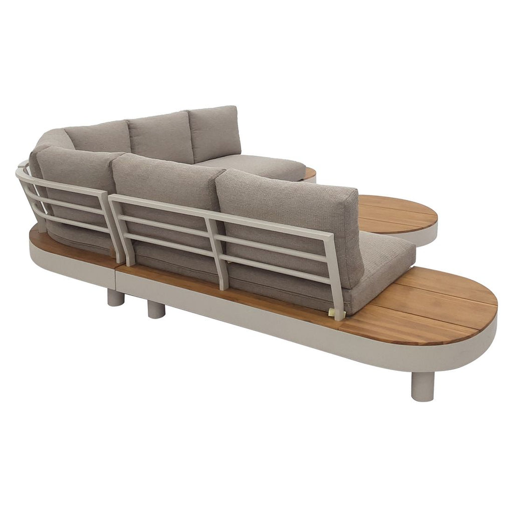 Hjørnesofa ute California med loungebord aluminium/teak 265x265 cm - OUTLIV.