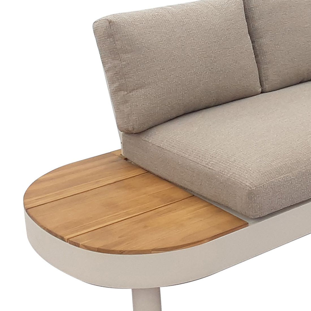 Hjørnesofa ute California med loungebord aluminium/teak 265x265 cm - OUTLIV.