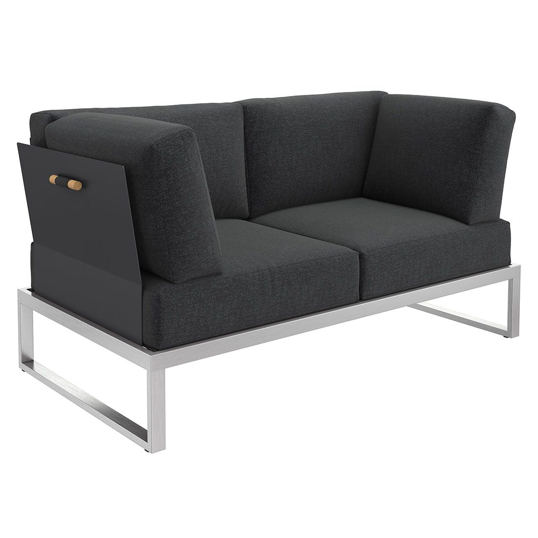 Hjørnesofa ute Capri med loungebord rustfritt stål/teak - OUTLIV.