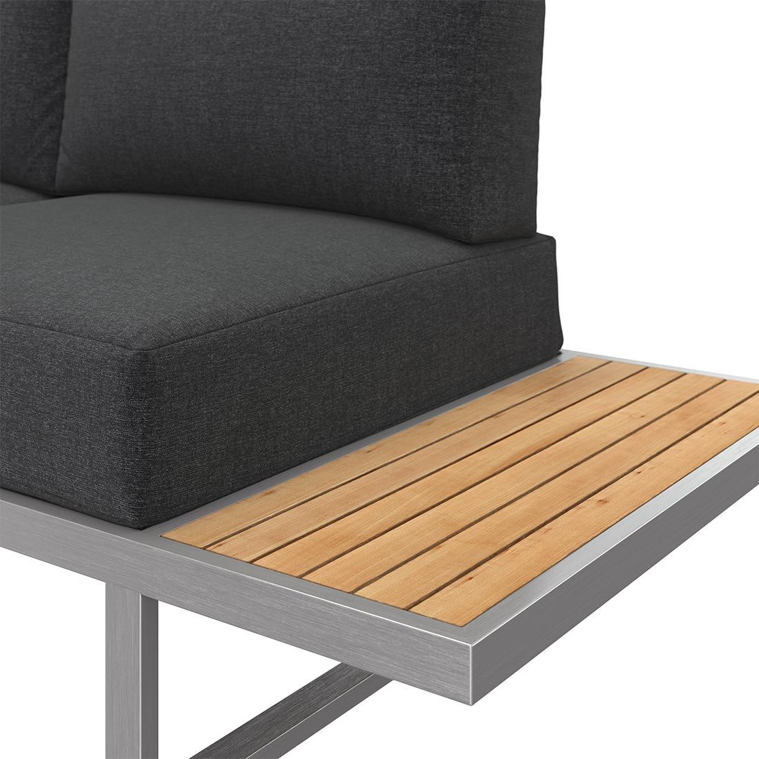 Hjørnesofa ute Capri med loungebord rustfritt stål/teak - OUTLIV.