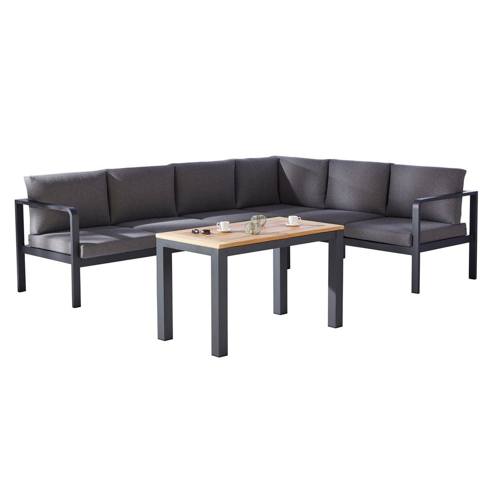 Detalj av Hjørnesofa ute Cleveland med loungebord aluminium 220x288 cm