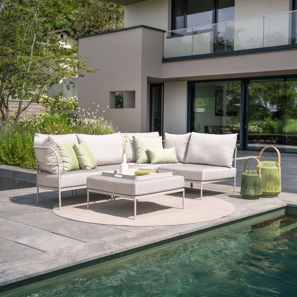 Hjørnesofa ute Coco 258x170 cm aluminium/utestoff - Stern bakside