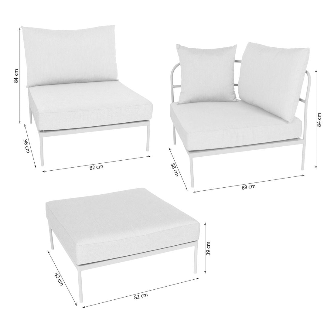 Montert Hjørnesofa ute Coco 258x170 cm aluminium/utestoff - Stern i hage