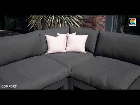 Hjørnesofa ute Comfort aluminium/Agora antrasitt - Kettler forfra