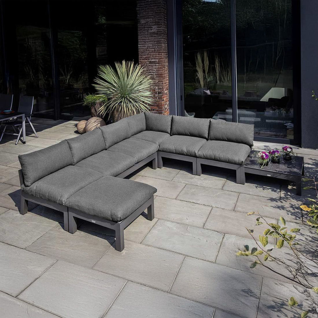 Hjørnesofa ute Comfort aluminium/Agora antrasitt - Kettler bakside