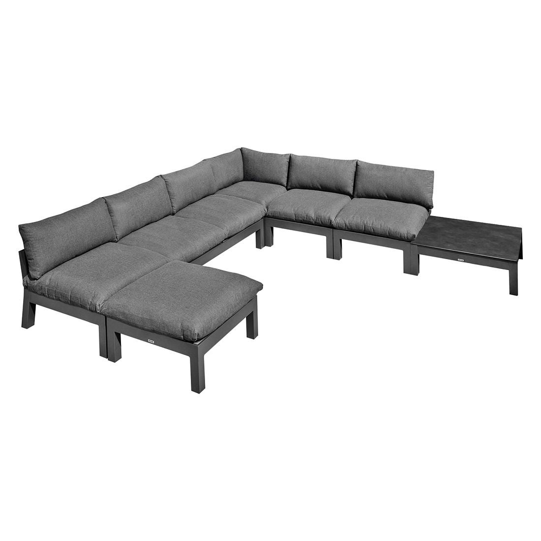 Detalj av stoff og ramme på Hjørnesofa ute Comfort aluminium/Agora antrasitt - Kettler