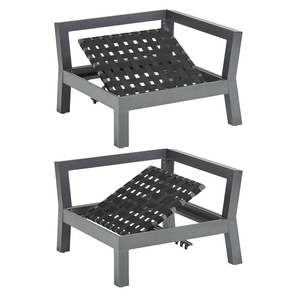 Nærbilde av bordplate i glaskeramikk på Hjørnesofa ute Comfort aluminium/Agora antrasitt - Kettler